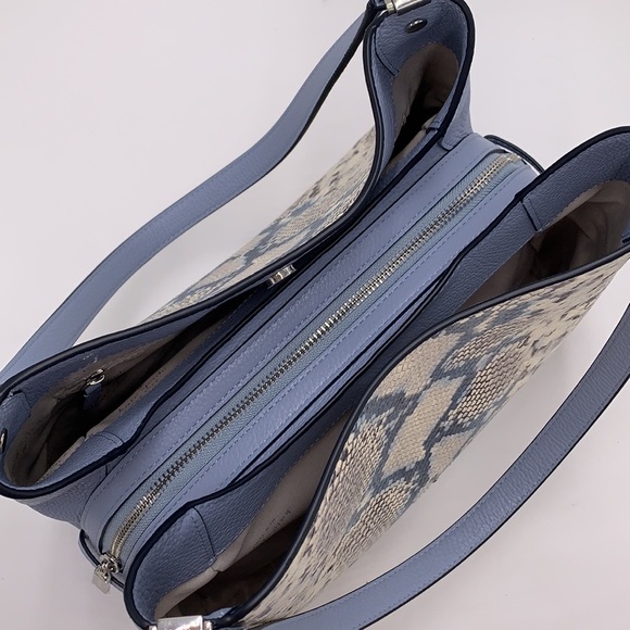 Leila Snake Embossed Medium Triple
Compartment Shoulder Bag Muted Blue
Multi - Picture 7 of 15